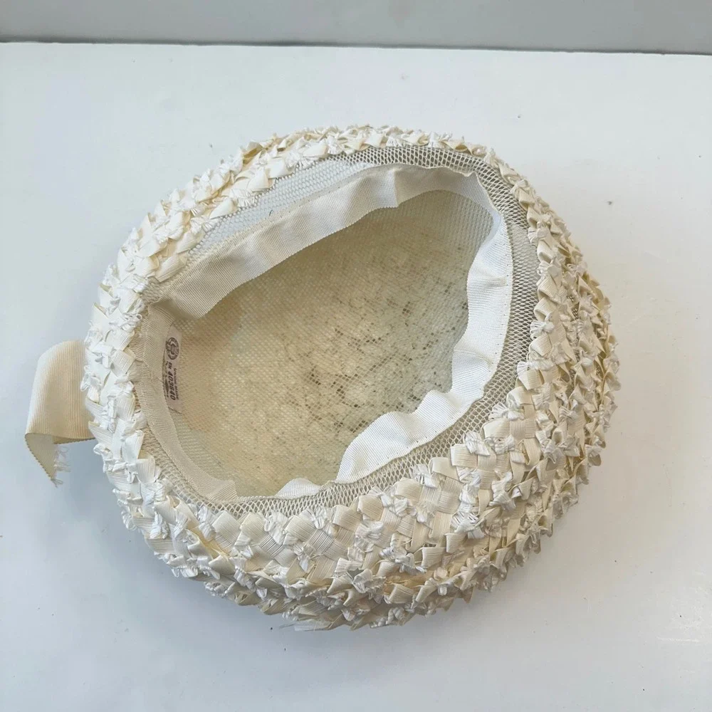 Vintage Union Made Ivory Ribbon Hat Church Wedding‎ Party Occasion